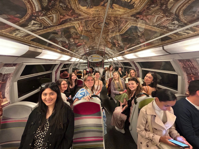 Students in France on bus